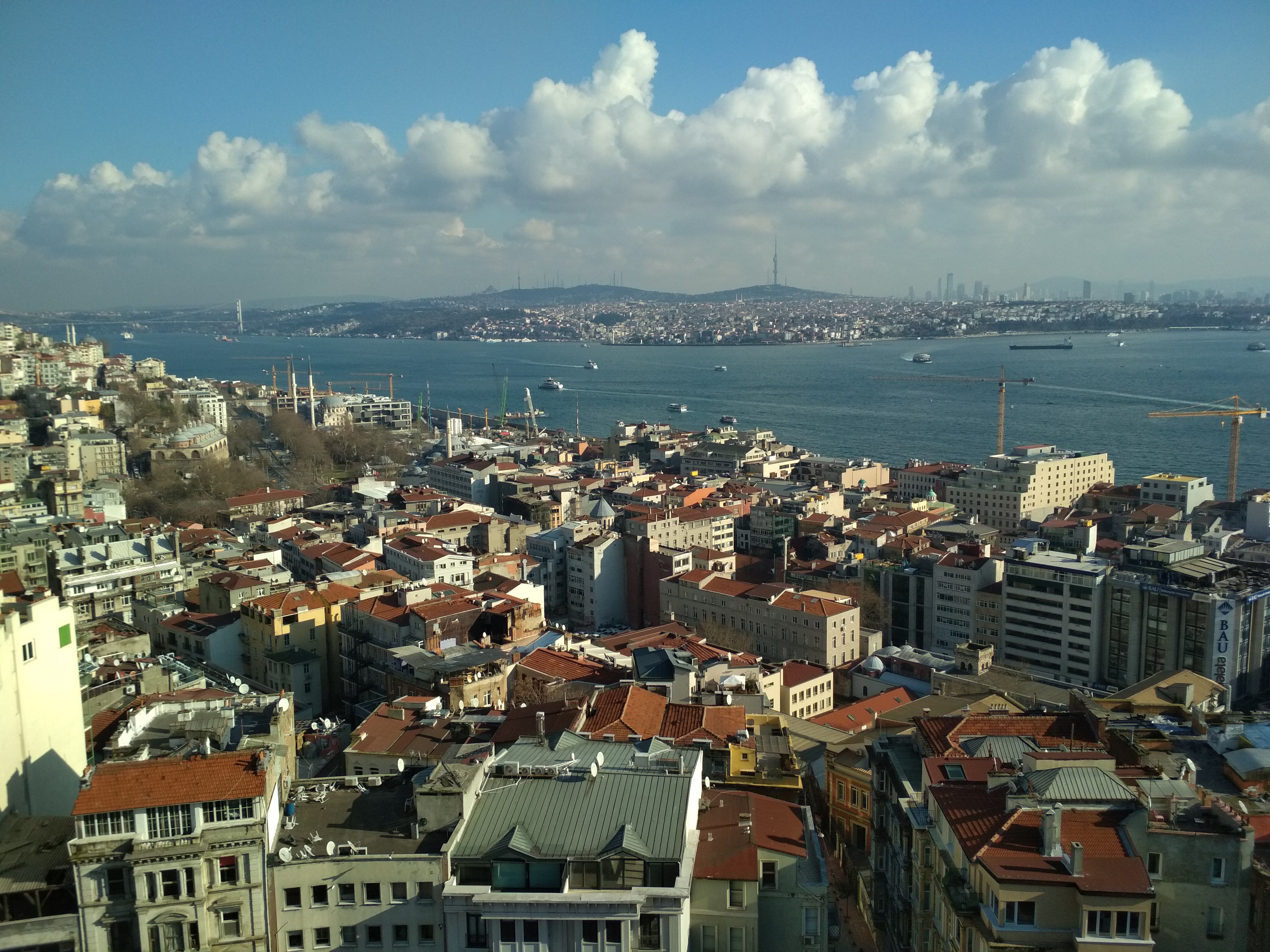 Caption: A photo of the Bosphorus and part of Istanbul from the top of the Galata tower, Istanbul, Turkey. (@DeniGu)