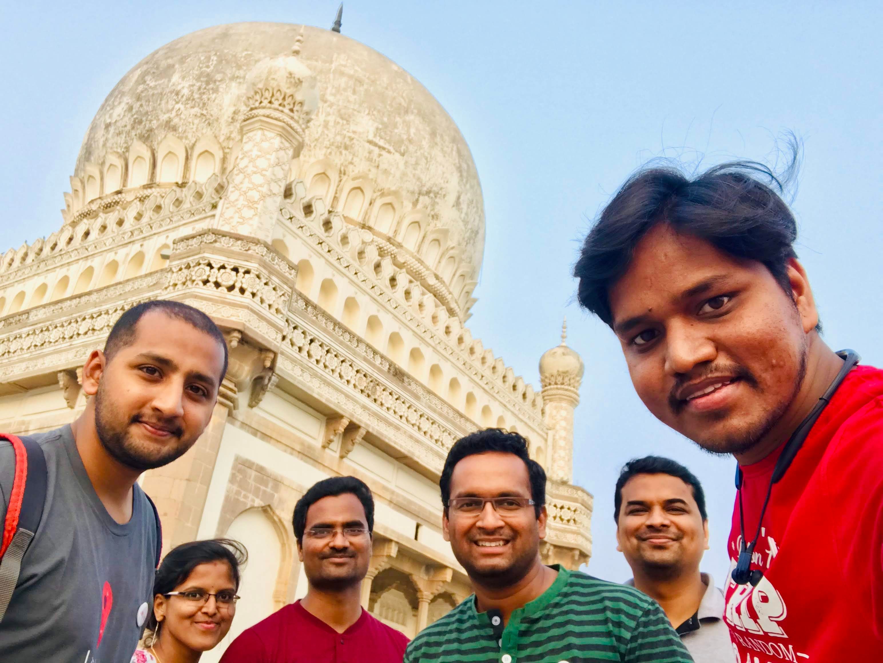 Selfie With Local guides with Qutub Shahi Tombs in the Background
