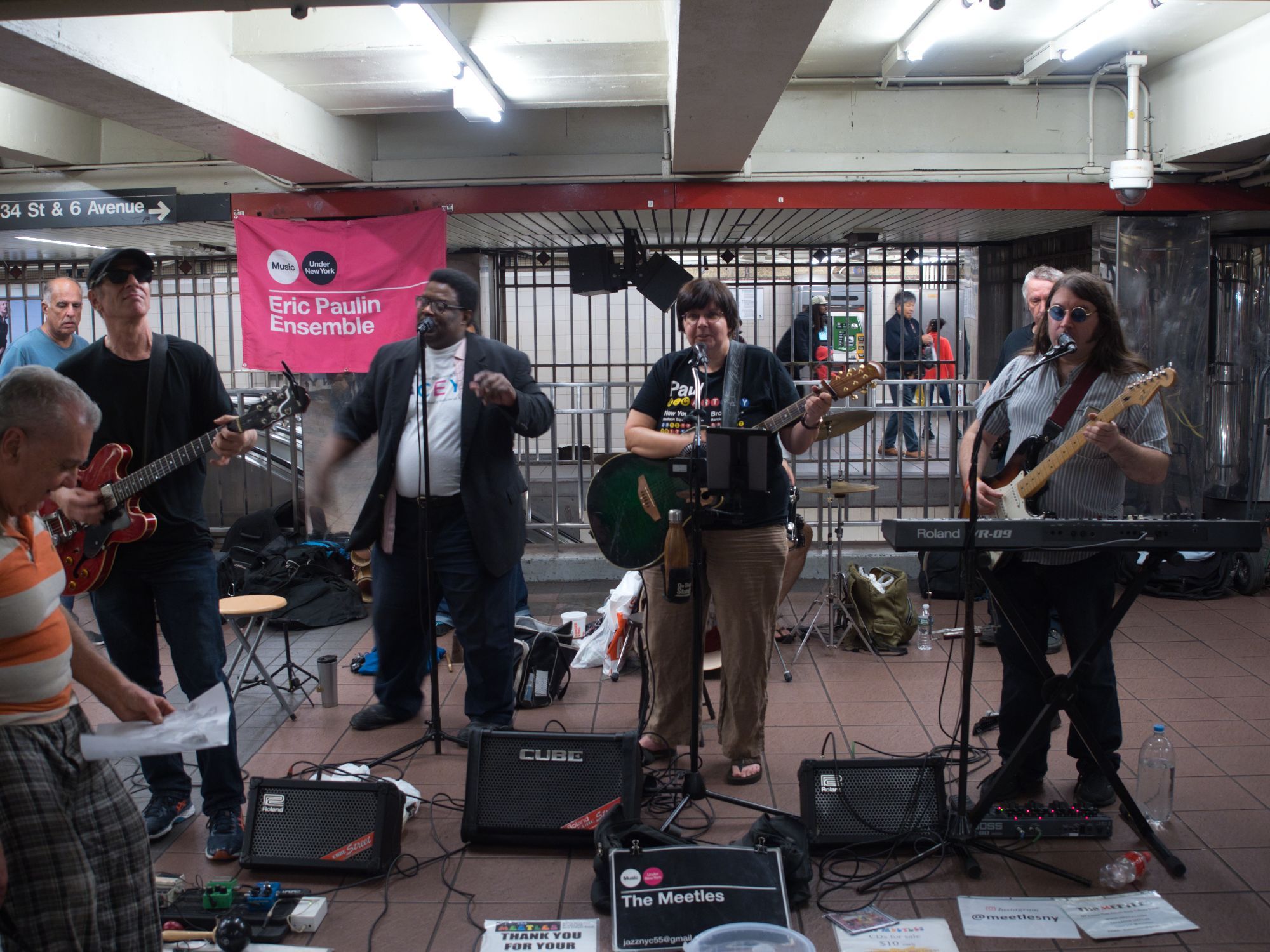 The Meetles Band playing in the NY Subway
