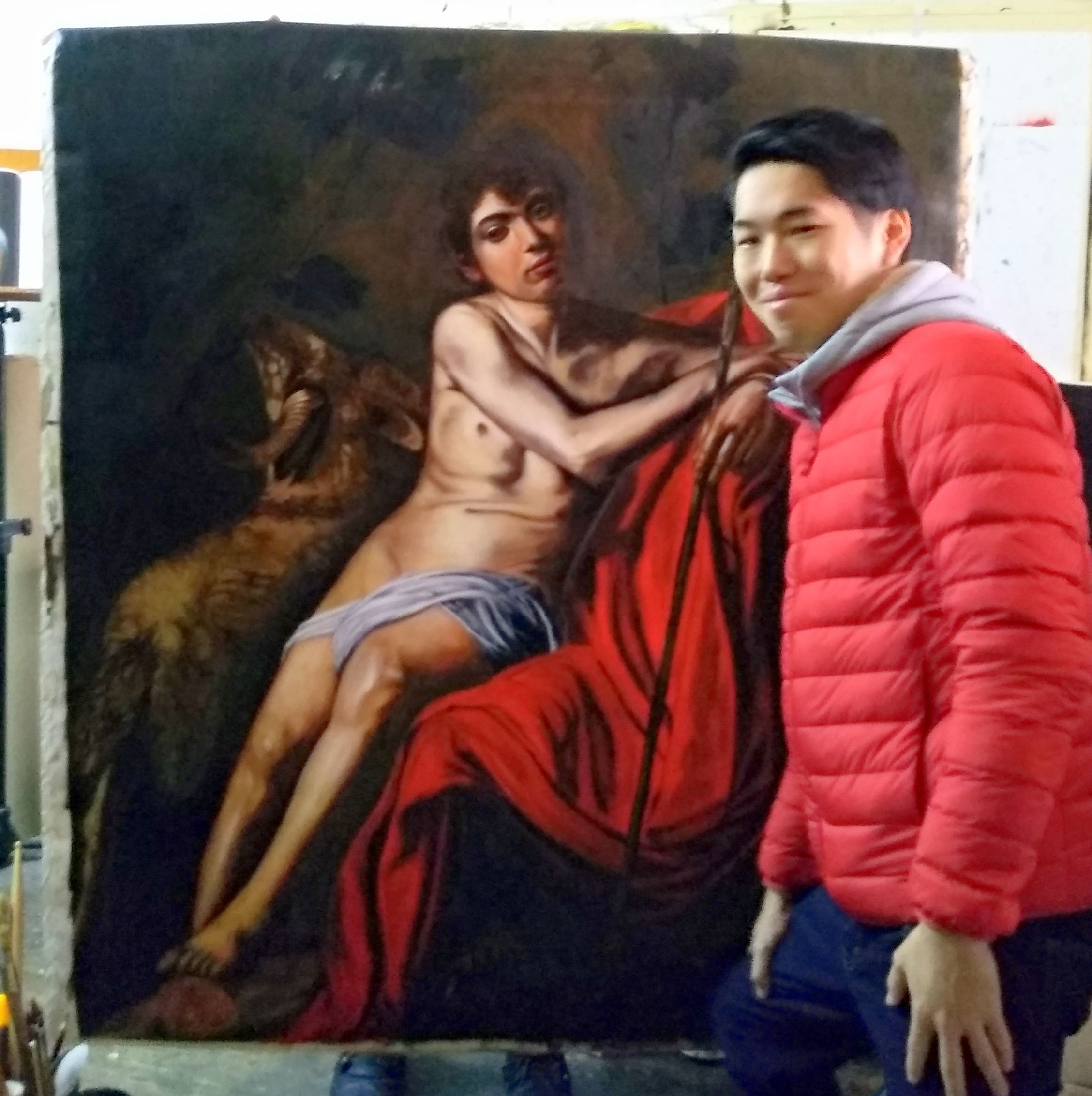 Yusuke with a Caravaggio Replica by #FilippoMariaCazzolla artist #JunkoIkuta #DomenicoCafarchia #LocalGuide