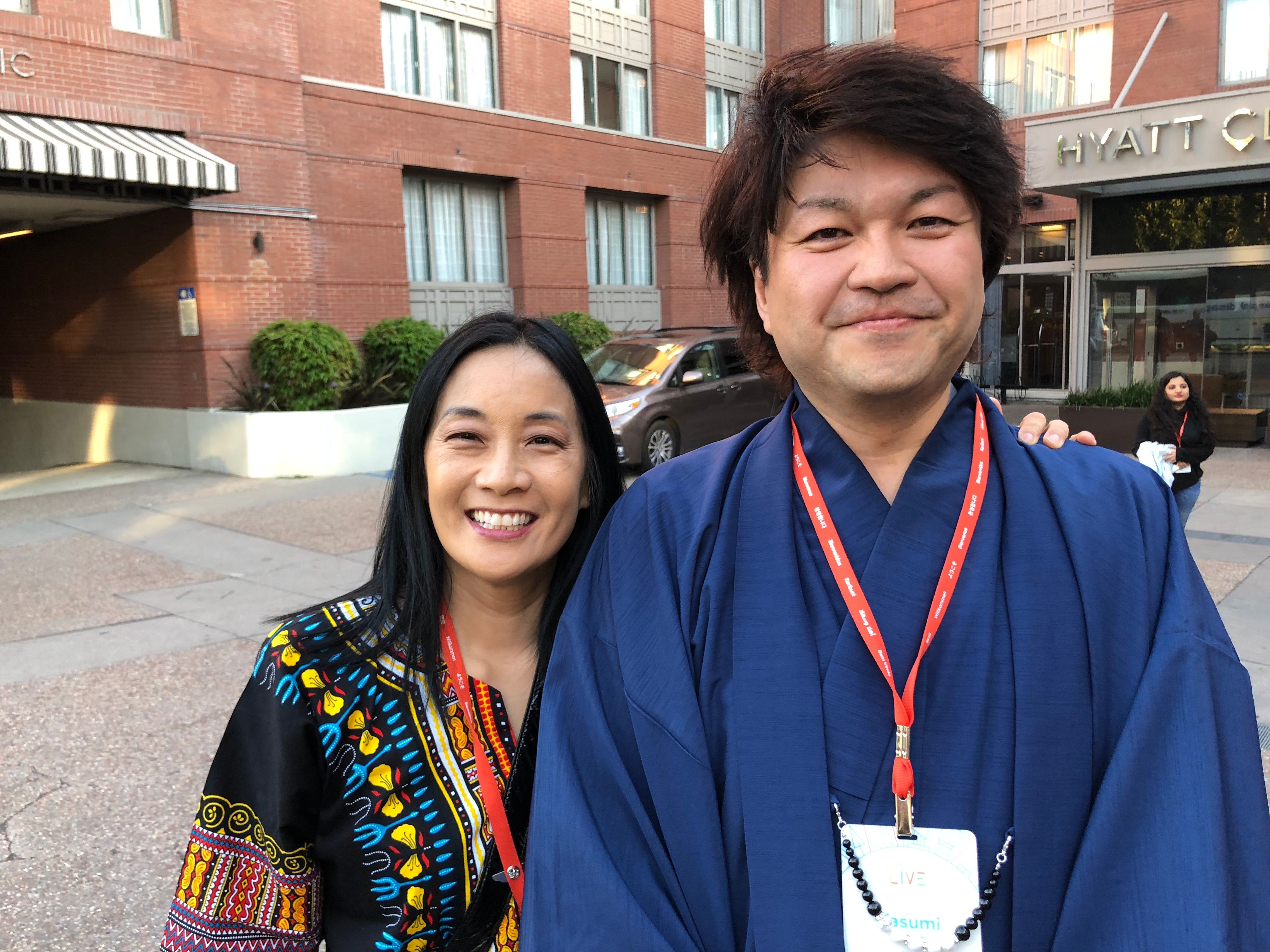 Caption:  Waiting for the party bus to pick us  wearing traditional or ethnic attire. Connect Live 2018. Photo: @karenvchin