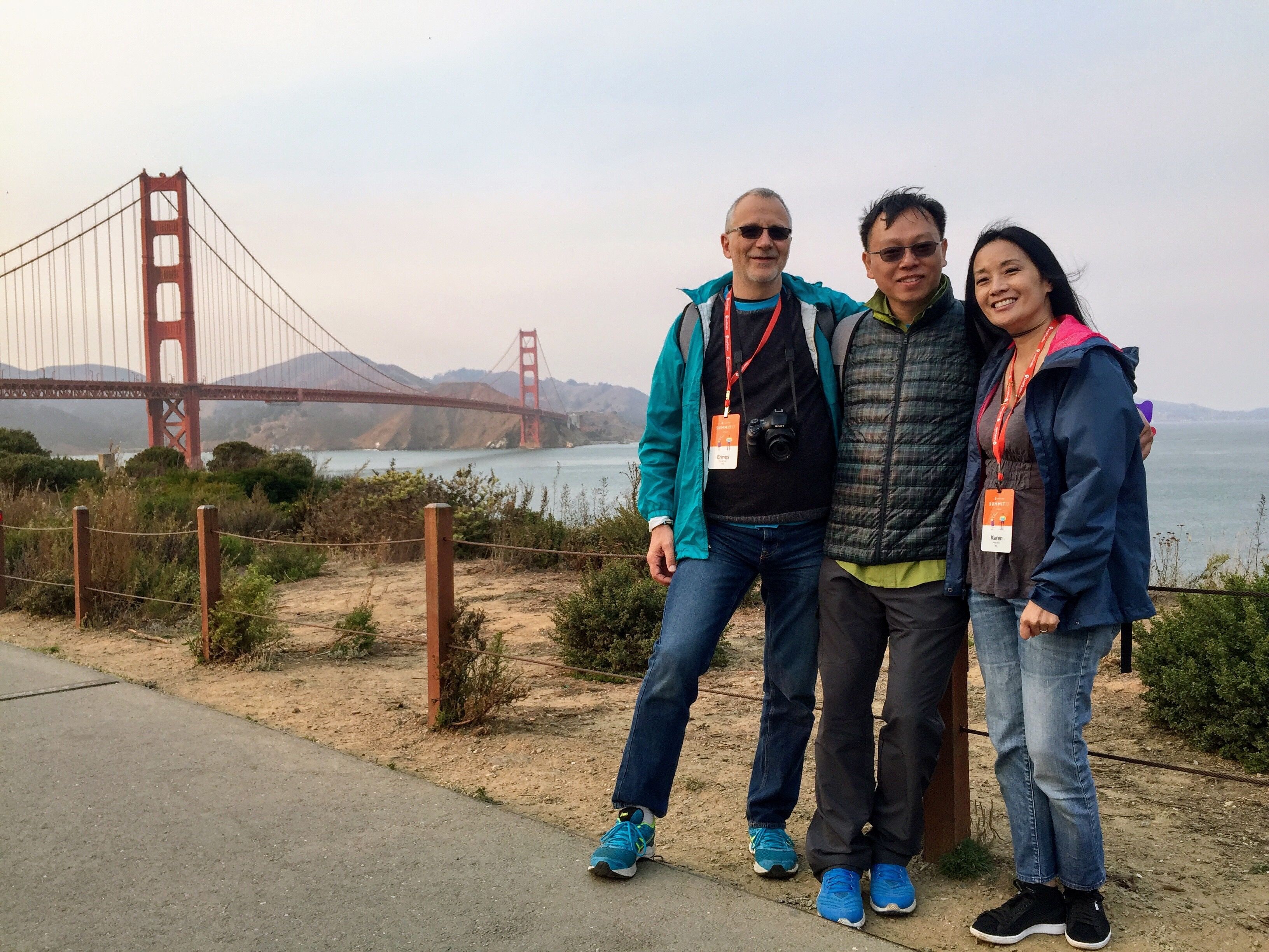 Caption: The Three Amigos take on the Golden Gate Bridge. LGSummit17.  Photo: @KarenVChin