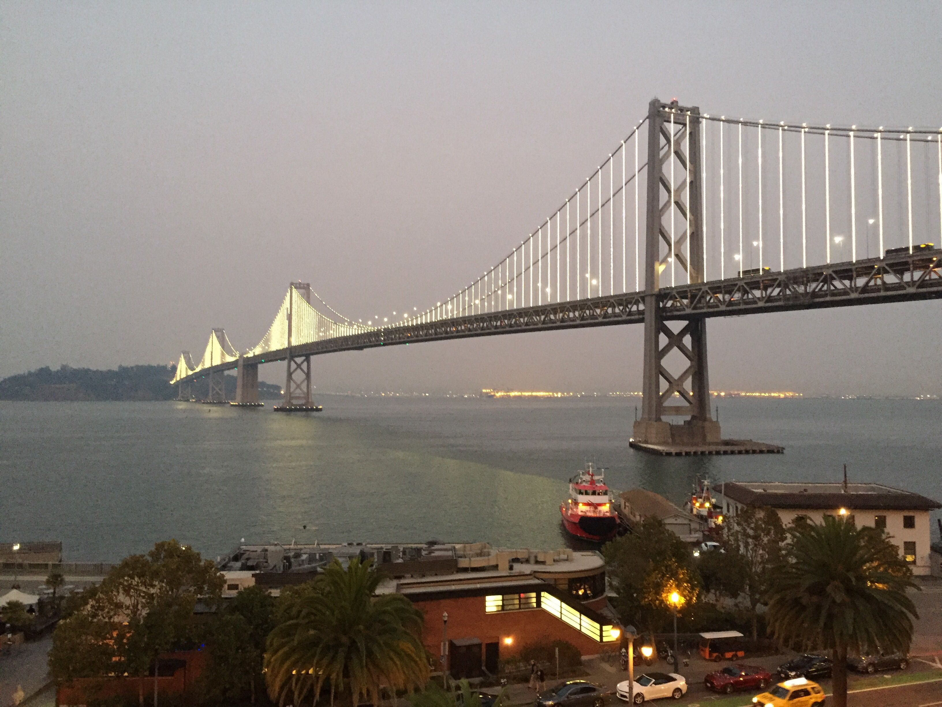 Caption: San Francisco Oakland Bay Bridge - View from Google SF office terrace  Photo: @karenvchin
