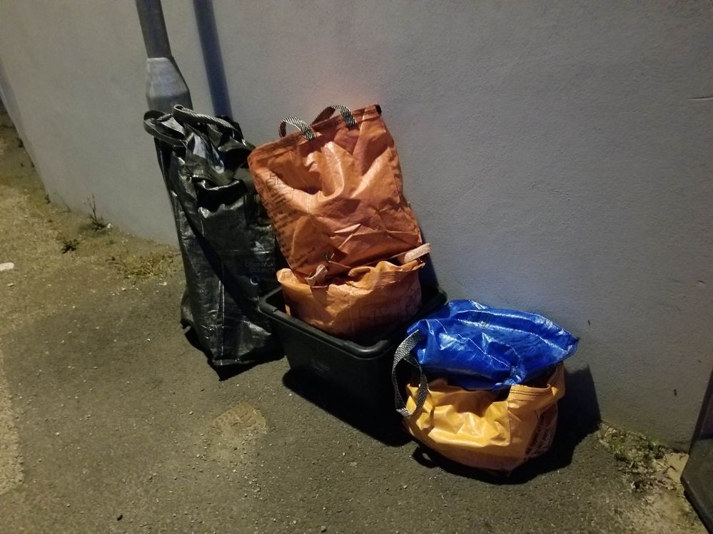 My local goverment has a very good recycling collection system,  we divide the recyclable items in different colour bags, which are at the same time seagull proof.