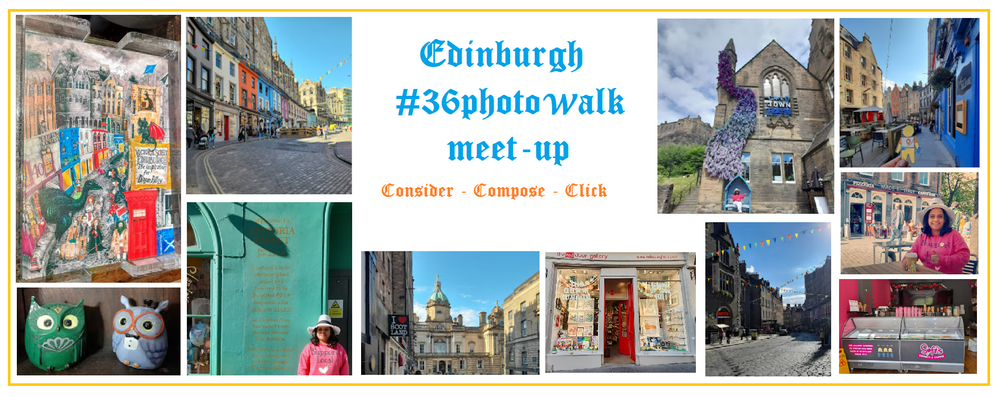 A collage of photos taken during the #36walk photo meetup in Edinburgh by me.