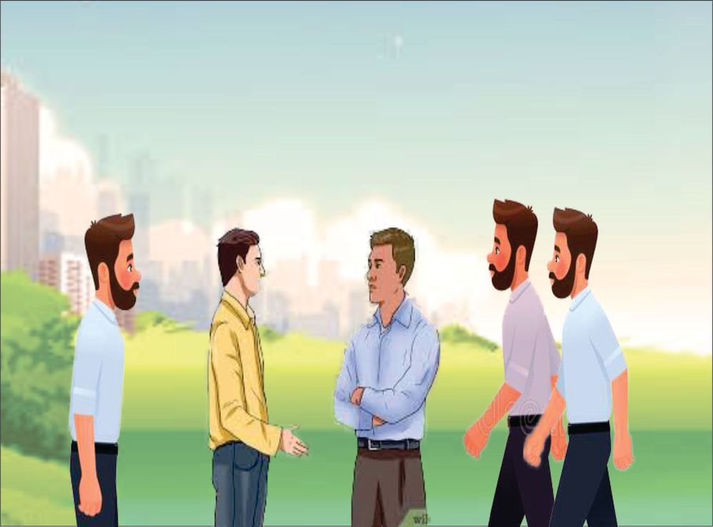 Caption: An animation of local guides standing together at a location for a meet-up. one of them a  host addressing others. @Shola4sure