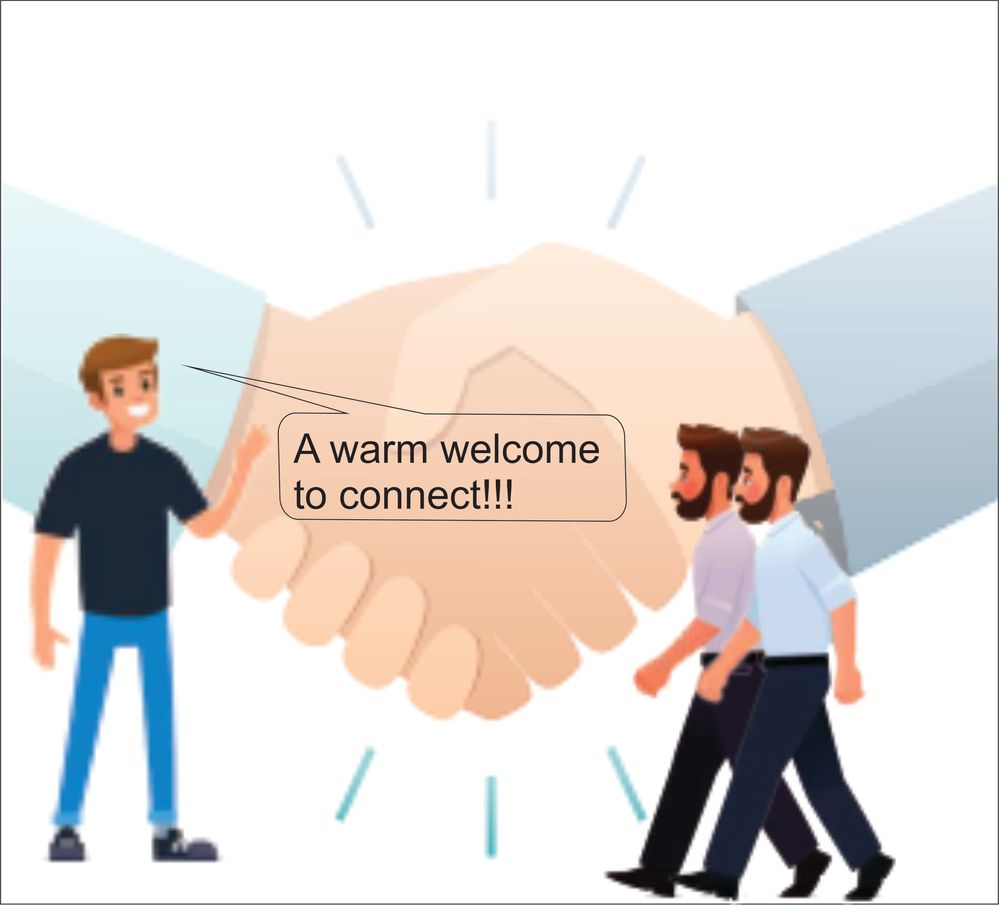 Caption: An animation of A local guide welcoming other local guides to connect. A handshake signifying connect in the background. @Shola designed on corel draw
