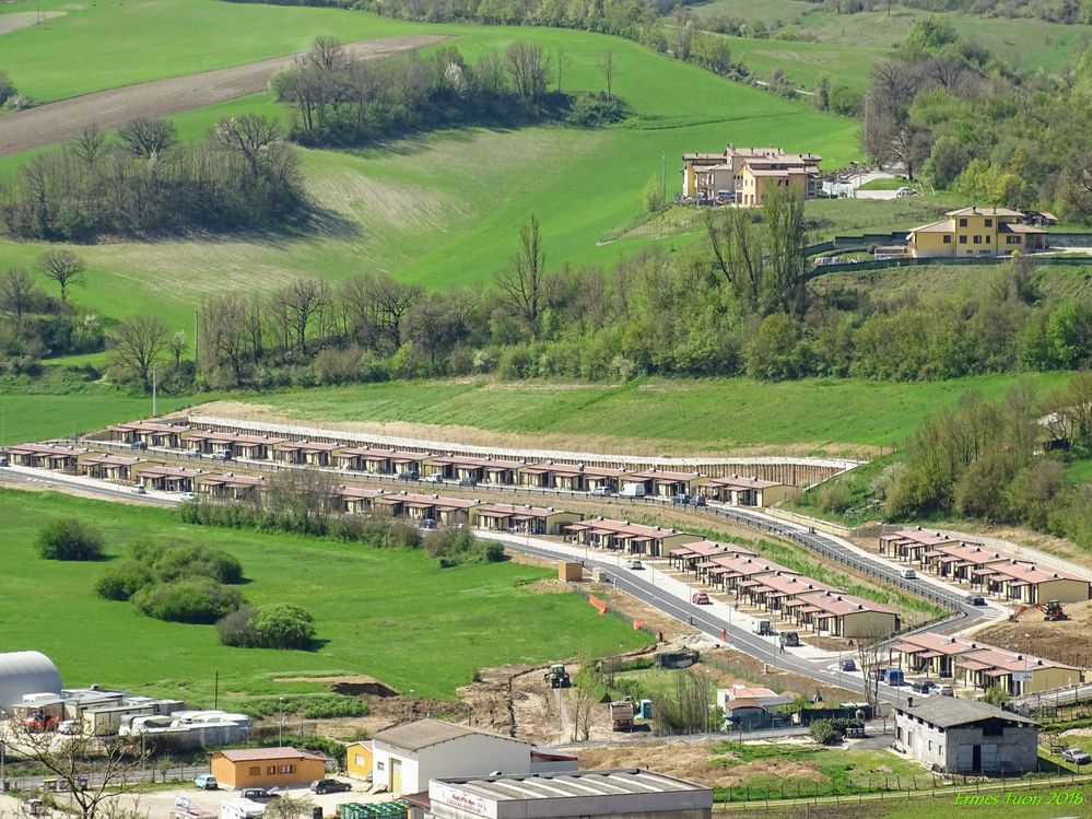 Caption: A photo of temporary houses in Cascia, Italy, built after the 2016 earthquake, and the new roads which are already on Google Maps, thanks to Ermes. (Courtesy of Local Guide @ermest)