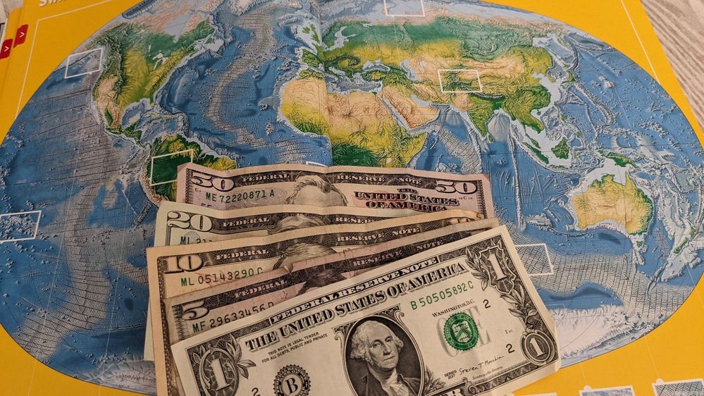 Dollars on World Map