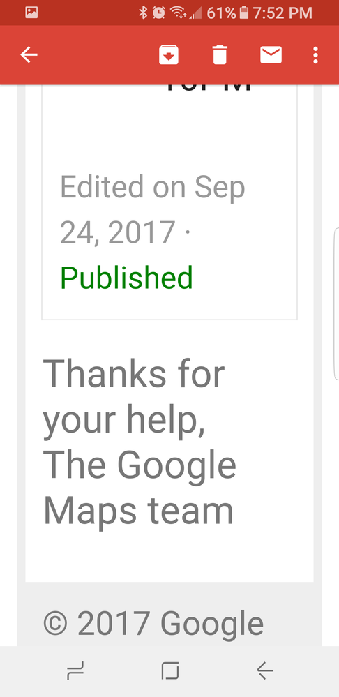 No. Thank you, Google maps team