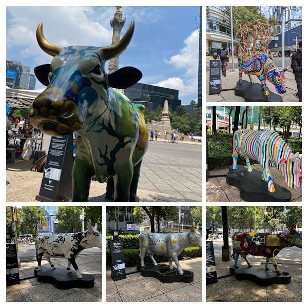 Collage con fotos de las esculturas de "Cow Parade"