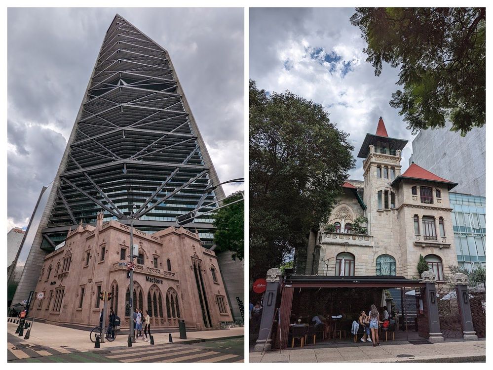 Ala derecha un foto de la Torre Reforma y a  la izquierda la casa  propiedad del Banco BX+