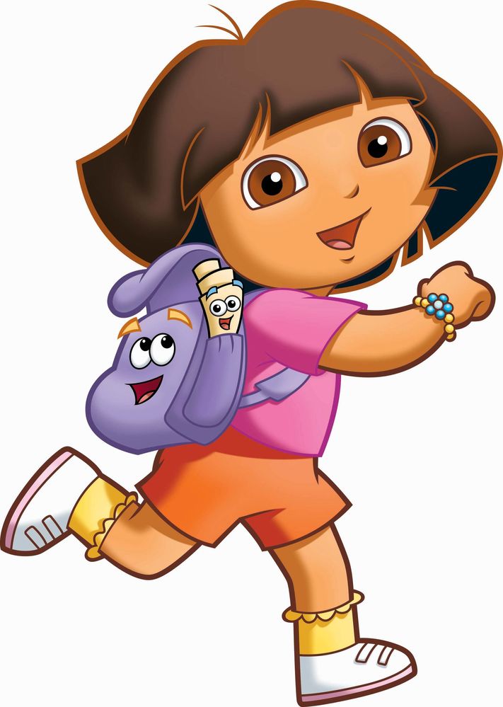 Dora the Explorer, her back pack and map!