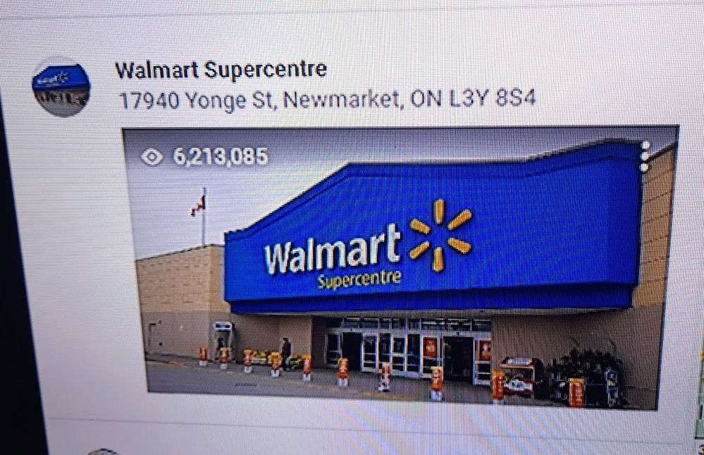 Caption: @TerryPG's Star Photo of Walmart Supercentre uploaded onto Google Maps on 2018-12-15 and showing star views of 6,213.085, updated Oct 29, 2022