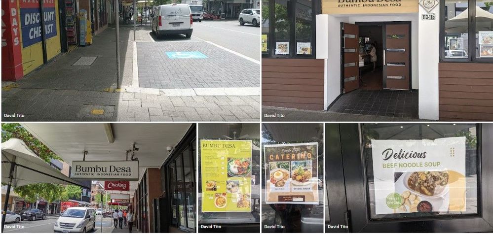 Caption: A collage photo with some photos of different kind of shops and parking lot with wheelchair symbol taken by LG @DavidTito