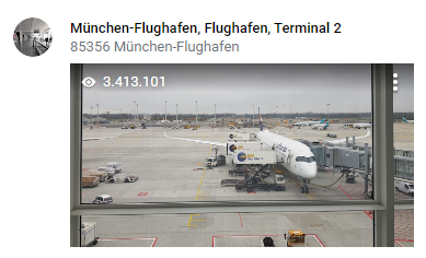 Caption: @LudwigGermany's Star Photo of Airport Munich Terminal 2 uploaded onto Google Maps on 2019-11-15 and showing star views of 3,413,101 as at 2022-12-05