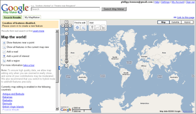 Old interface of mapmaker, Source: blogoscoped.com