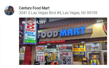 Caption: @JordanSB's Star Photo of Century Food Mart uploaded onto Google Maps on 2019-11-15 and showing star views of 20,504,551 as at 2023-01-03