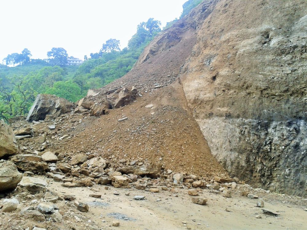 Travelling obstructed by landslide