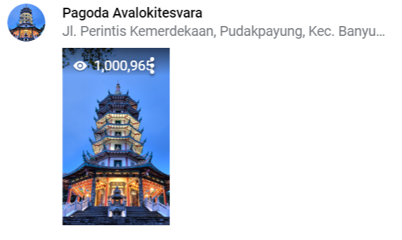 Star photo by @eyusuf of Pagoda Avalokitesvara uploaded onto Google Maps on January 2022 and showing star views of 867,831 as at April 14, 2023