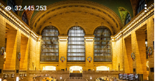 Caption: @SvenJacobs's Star Photo of Grand Central Terminal uploaded onto Google Maps on 2022-01-05 and showing star views of 32,445,253 as at 2023-04-25