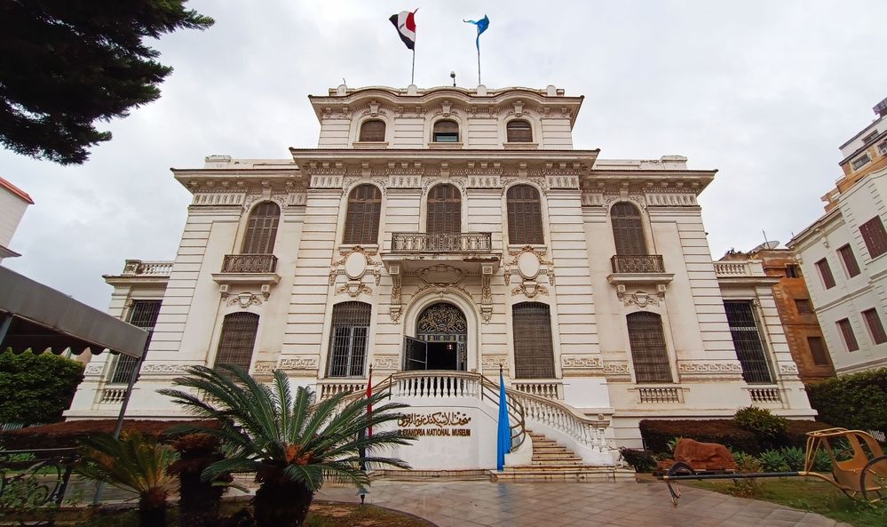 Caption: A photo of the Alexandria National Museum showing the facade from a low angle. (Local Guide @SaifIS)