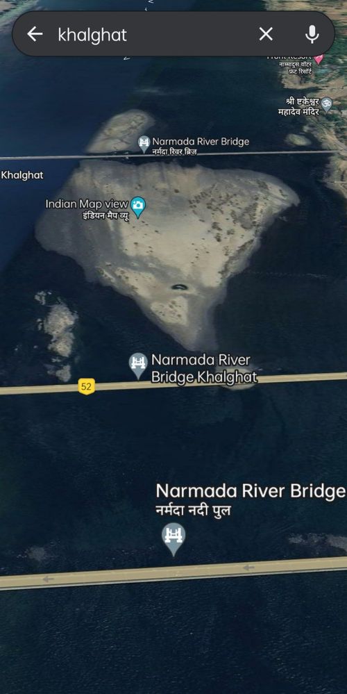 Satellite image of Indian Map formation on Narmada River.