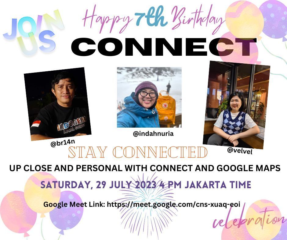An invitation banner of Connect Happy 7th Birthday celebration