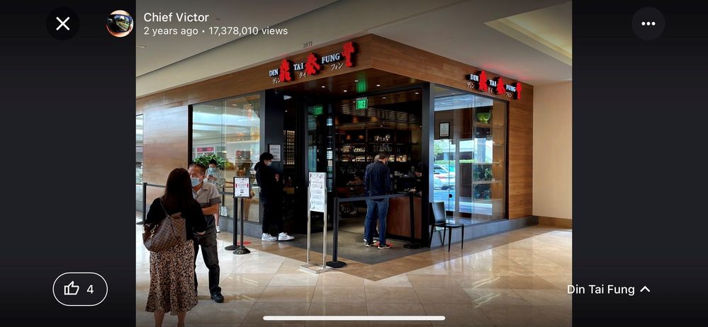 Caption: @chiefzero's Star Photo of Din Tai Fung uploaded onto Google Maps on 2021-05-02 and showing star views of 17,378,010 as at 2023-07-17