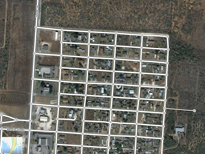 An example of roads with wrong type. Hebbronville, Texas, USA