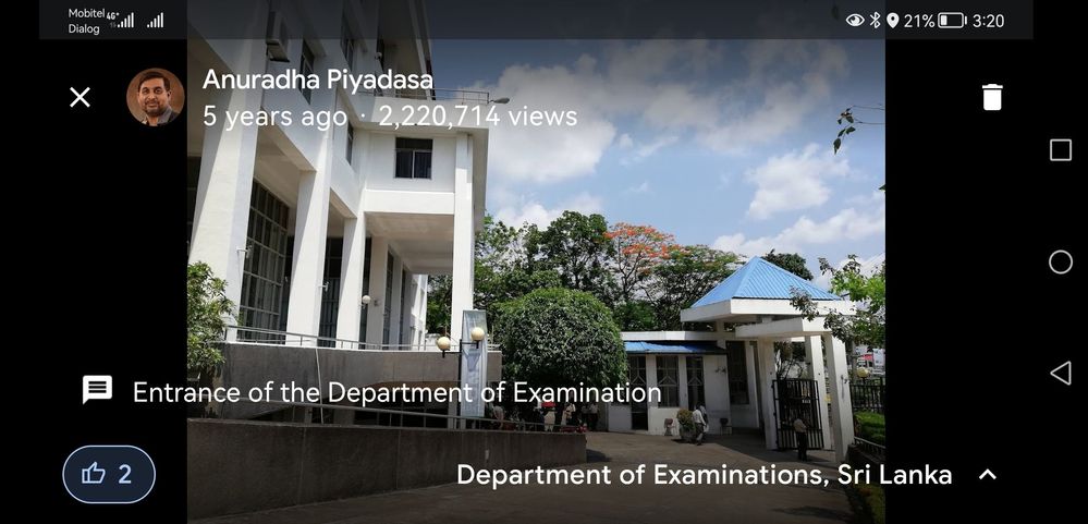 @AnuradhaP's Star Photo of Department of Examinations, Sri Lanka uploaded onto Google Maps on 2018-04-04 and showing star views of 2,220,714 as at 2023-07-25