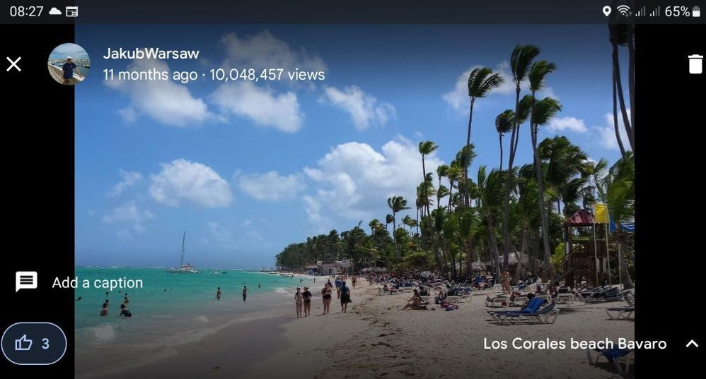 Caption: @JakubWarsaw's Star Photo of Los Corales beach Bavaro uploaded onto Google Maps on 2022-08-15 and showing star views of 10,048,457 as at 2023-07-28
