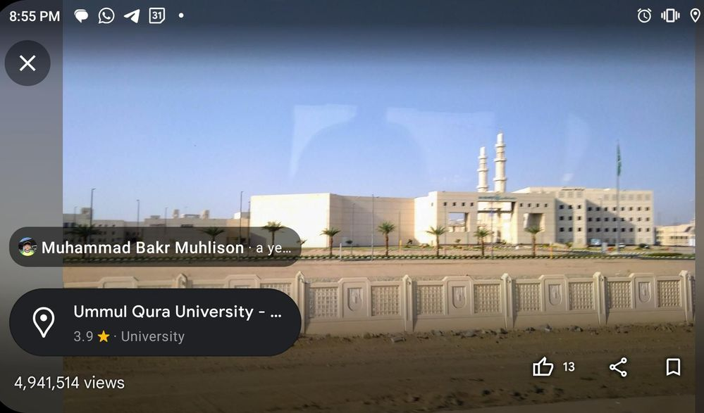 Caption: @mbmuhlison's Star Photo of Umm Al Qura University - Makkah uploaded onto Google Maps on 2022-09-24 and showing star views of 4,941,514 as at 2023-09-30