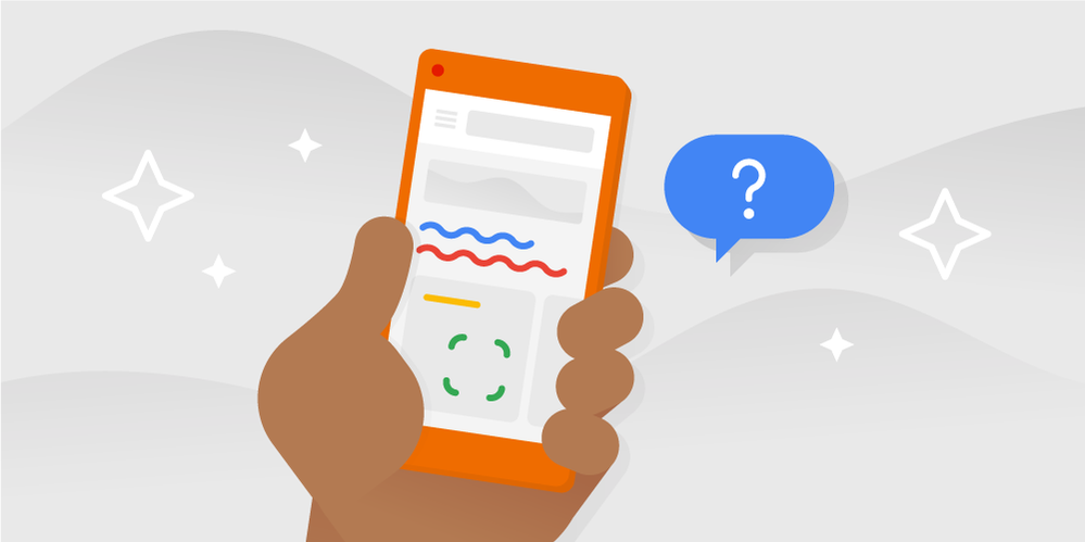 Caption: An illustration of a hand holding a phone and a speech bubble with a question mark next to it.