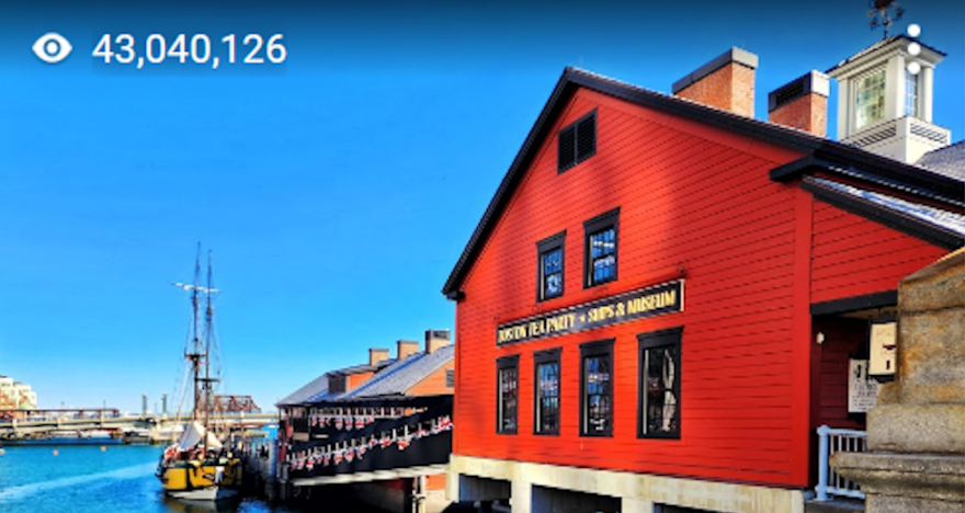 Caption: @Firedad's Star Photo of Boston Tea Party Ships & Museum uploaded onto Google Maps on 2022-10-20 and showing star views of 43,040,126 as at 2023-11-02