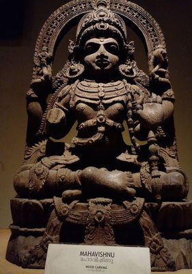 Wooden idol of mahavishnu at  Keralam - Museum of History and Heritage