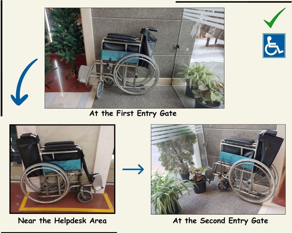 Wheelchairs Availability at different spots within mall premises.