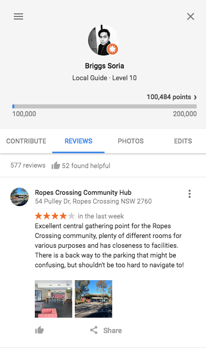 Here is an example of what it might look like in the reviews page. Whether the words "found helpful" should also accompany the number and symbol beats me.