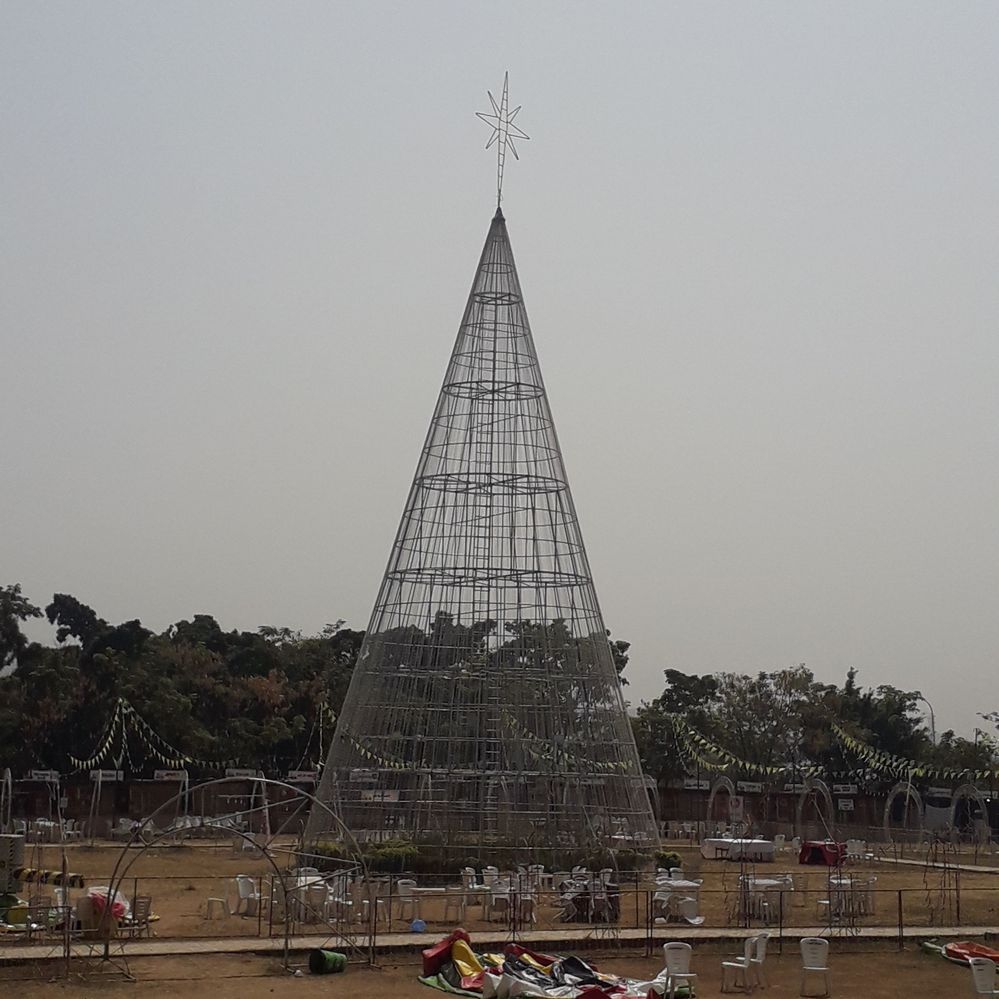Daytime view of the cone shape Christmas Tree in Abuja towering 85 feet