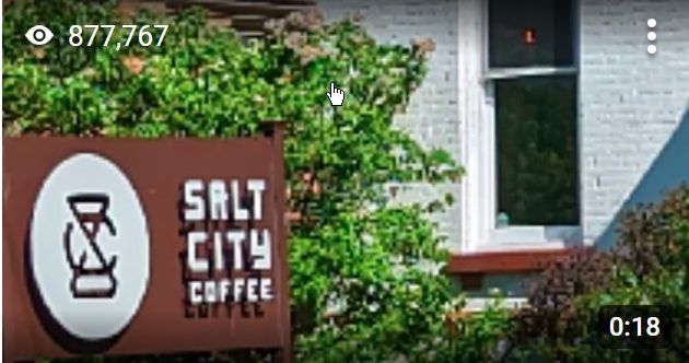 Caption: @Rednewt74's Star Video of Salt City Coffee uploaded onto Google Maps on 2023-05-20 and showing star views of 877,767 as at 2023-12-31