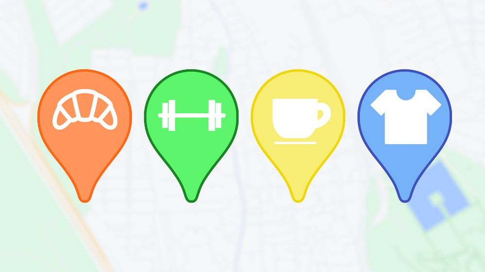 A schematic image of different pins on the map, This not exactly represent real icon color