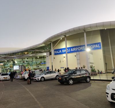 View of Private Vehicle stand at the entrance of Bhopal Airport
