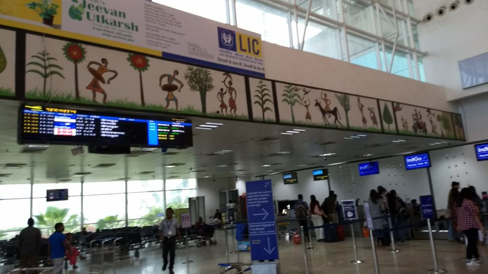 tribal arts depicted inside the premises of ranchi airport