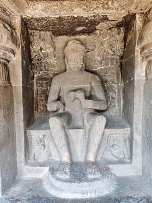 A statue of Gautam Buddha Carved out of rock