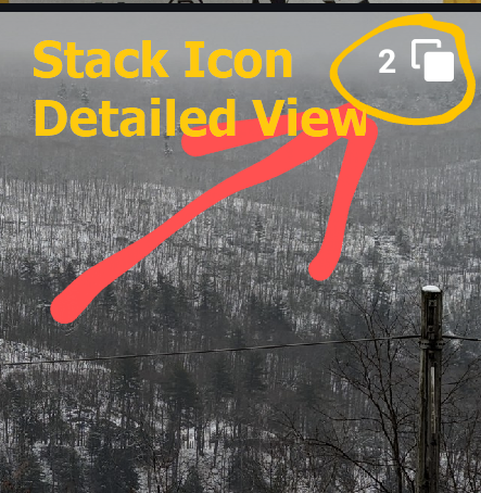 CaptionScreenshot : Detail of image with the stack icon circled.