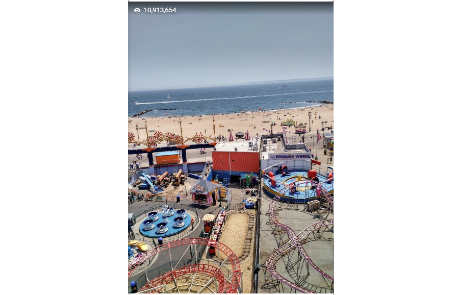 Caption: @JustJake's Star Photo of Luna Park In Coney Island uploaded onto Google Maps on 2021-07-17 and showing star views of 10,913,654 as at 2024-01-28