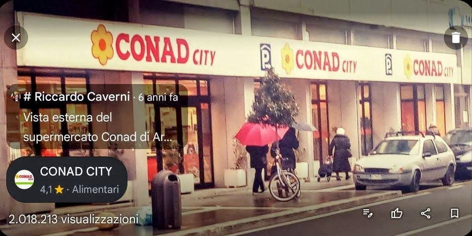 Caption: Star Photo of CONAD CITY uploaded onto Google Maps on 2017-02-01 and showing star views of 2,018,210 as at 2024-02-05 (LG: @caverni)