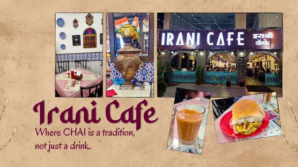 The banner designed by me, showing some authentic pictures of the Irani Cafe, Camp, Pune