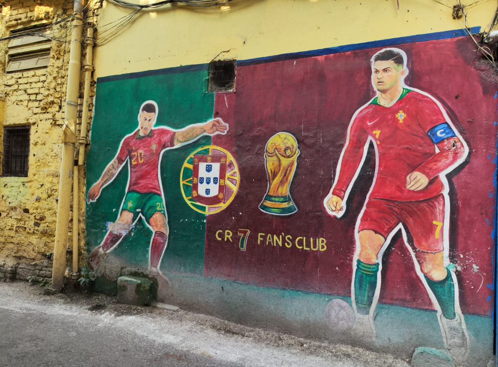 Caption: Painting of Cristiano Ronaldo's fan Club