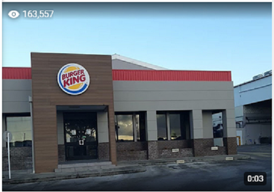 Caption: @tony_b's Star Video of Burger King Warrens uploaded onto Google Maps on 2023-06-10 and showing star views of 163,557 as at 2024-02-29